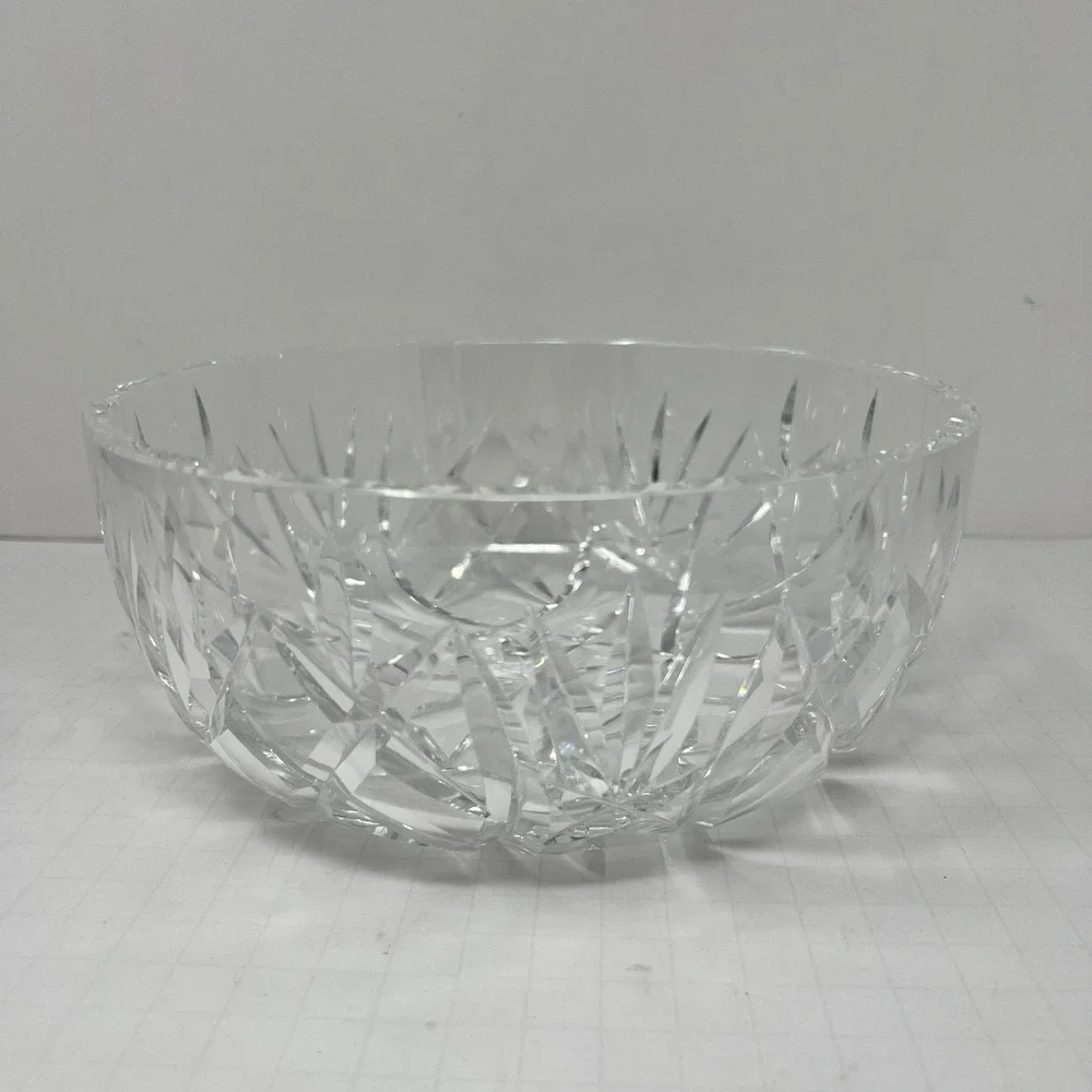 Crystal Impression Glass Fruit Bowl Clear Decorative Serving Dish Elegant Center
